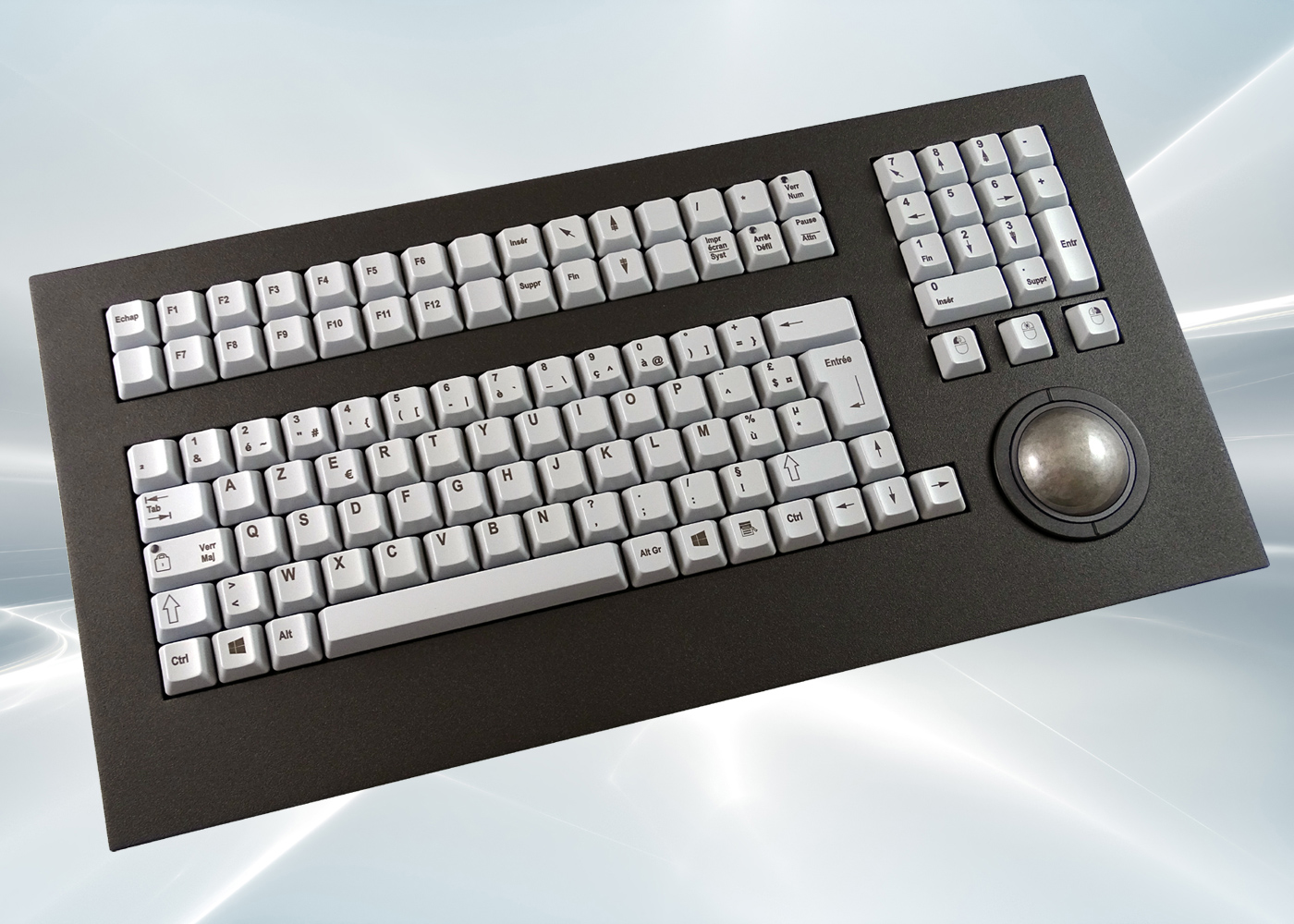 Clavier industriel 105 touches trackball optique laser 50mm