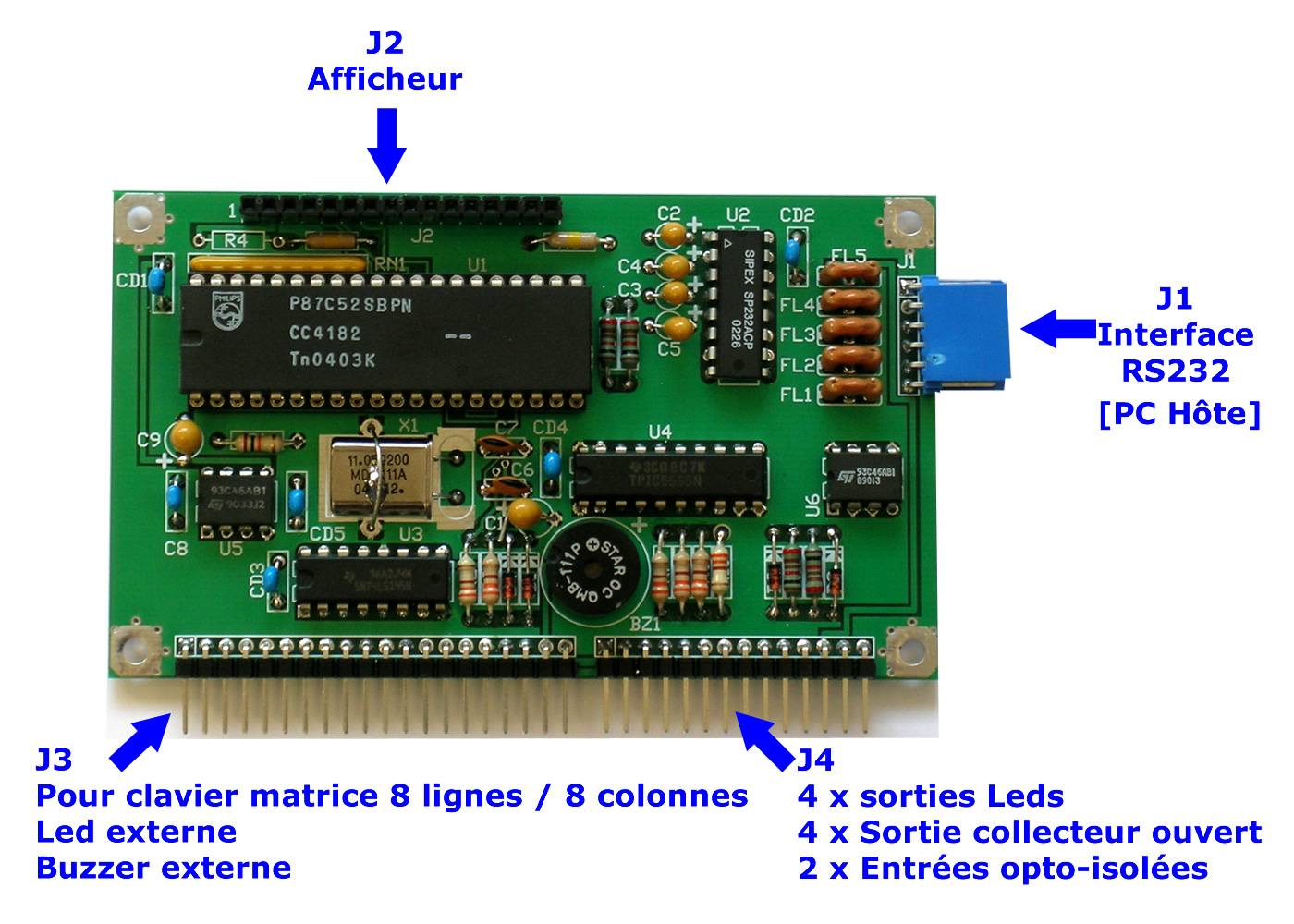 Controleur OEM industriel de clavier jusqu’à 64 touches avec afficheur 4×20 caractères interface RS232