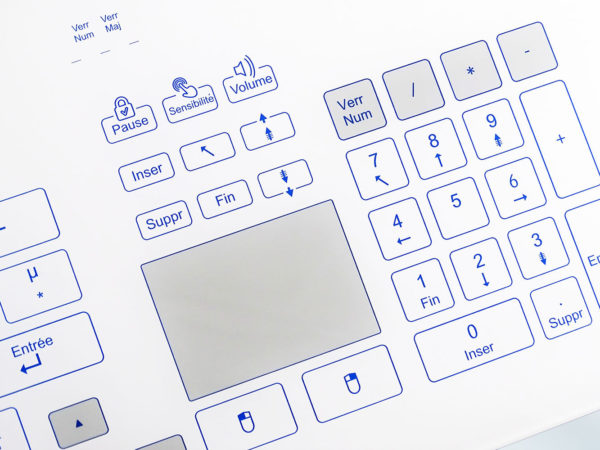 NX6000 : Le premier clavier tactile intégrable en panneau avec 103 touches et touchpad nettoyable et décontaminable - Touchpad et pavé numérique