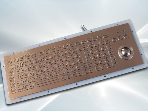 Clavier inox 104 touches rétroéclairé avec trackball 25mm – rétroéclairage actif