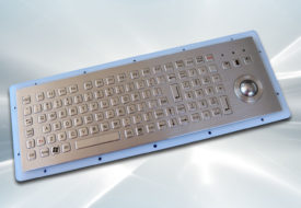 Clavier inox 104 touches avec trackball 25mm intégrable par l'arrière