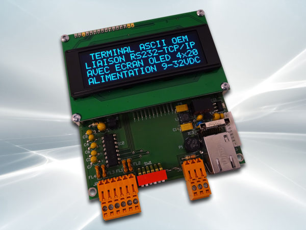 Terminal ASCII OEM RS232 / Ethernet avec afficheur OLED et gestion de 8 touches et 4 LEDs - Afficheur OLED bleu