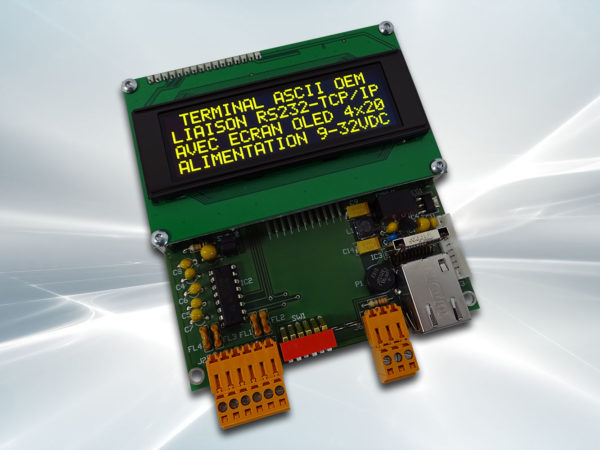 Terminal ASCII OEM RS232 / Ethernet avec afficheur OLED et gestion de 8 touches et 4 LEDs - Afficheur OLED jaune