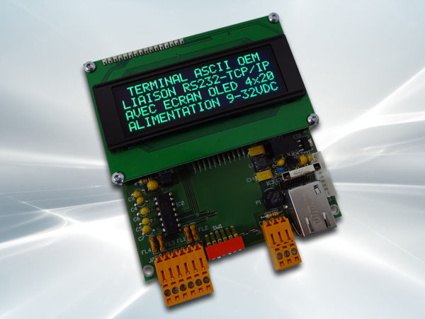 Terminal ASCII OEM RS232 / Ethernet avec afficheur OLED et gestion de 8 touches et 4 LEDs - Afficheur OLED vert