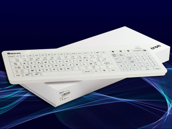 Clavier tactile B45 - Vue du dessus posé sur écrin carton blanc