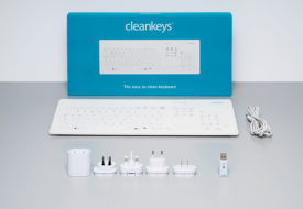 NX6010 : clavier tactile sans fil Cleankeys capacitif en verre 103 touches en boîtier de table et souris touchpad