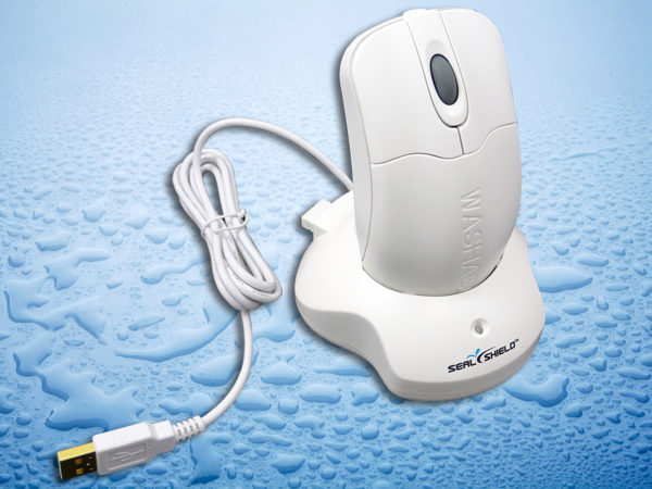 Souris médicale sans fil rechargeableSouris médicale sans fil rechargeable STWM042WE - Vue dans socle chargeur