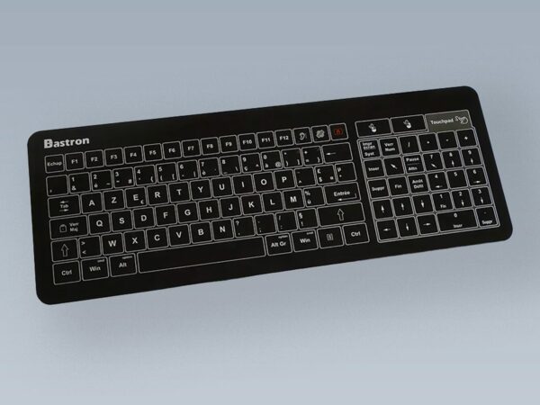 Bastron® B45-USB noir - Clavier tactile en verre avec touchpad